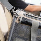 Dog carrier, soft-sided travel bag with padded shoulder straps, Beige, detail