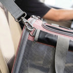 Dog carrier, soft-sided travel bag with padded shoulder straps, Pink, detail