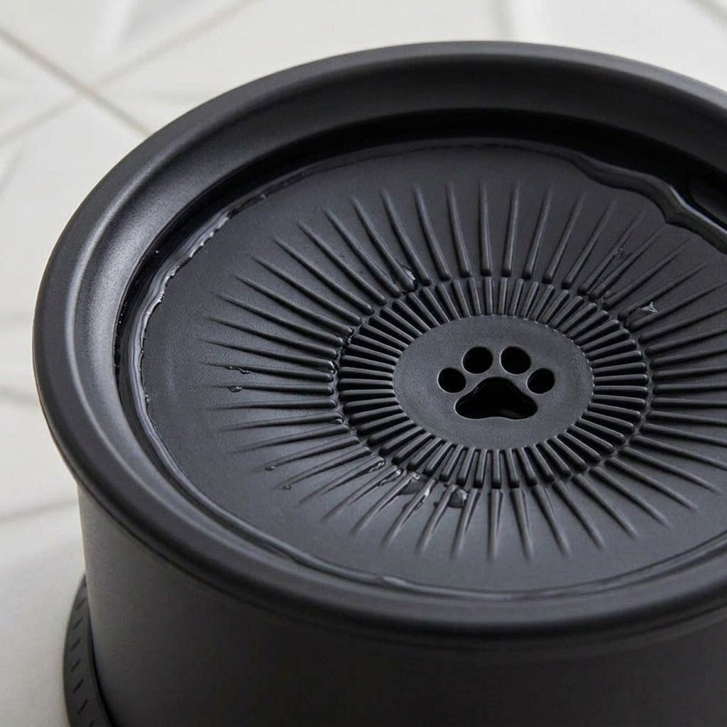 Stainless steel dog bowl, splash proof, floating insert, non slip, Black, detail
