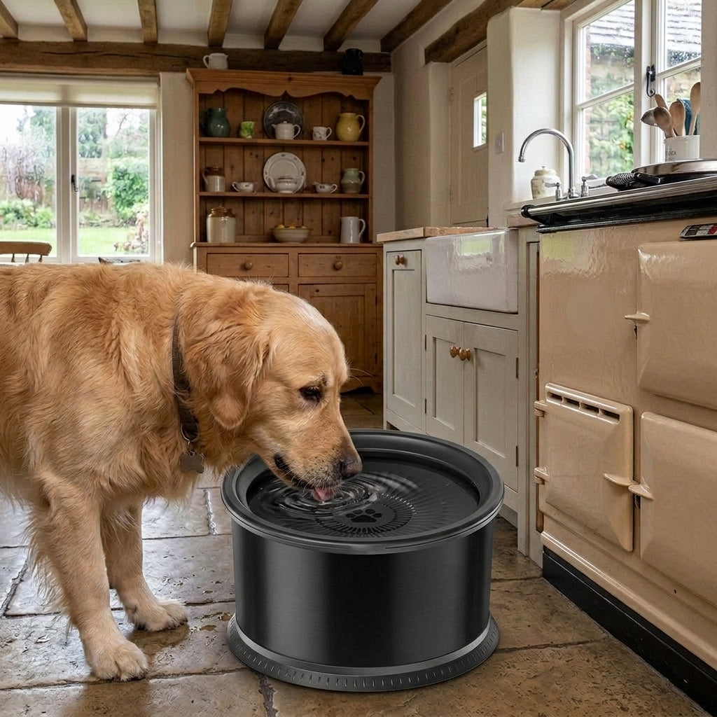 Dog Bowl non Slip: Stainless steel dog bowl, splash proof, floating insert, non slip, Black