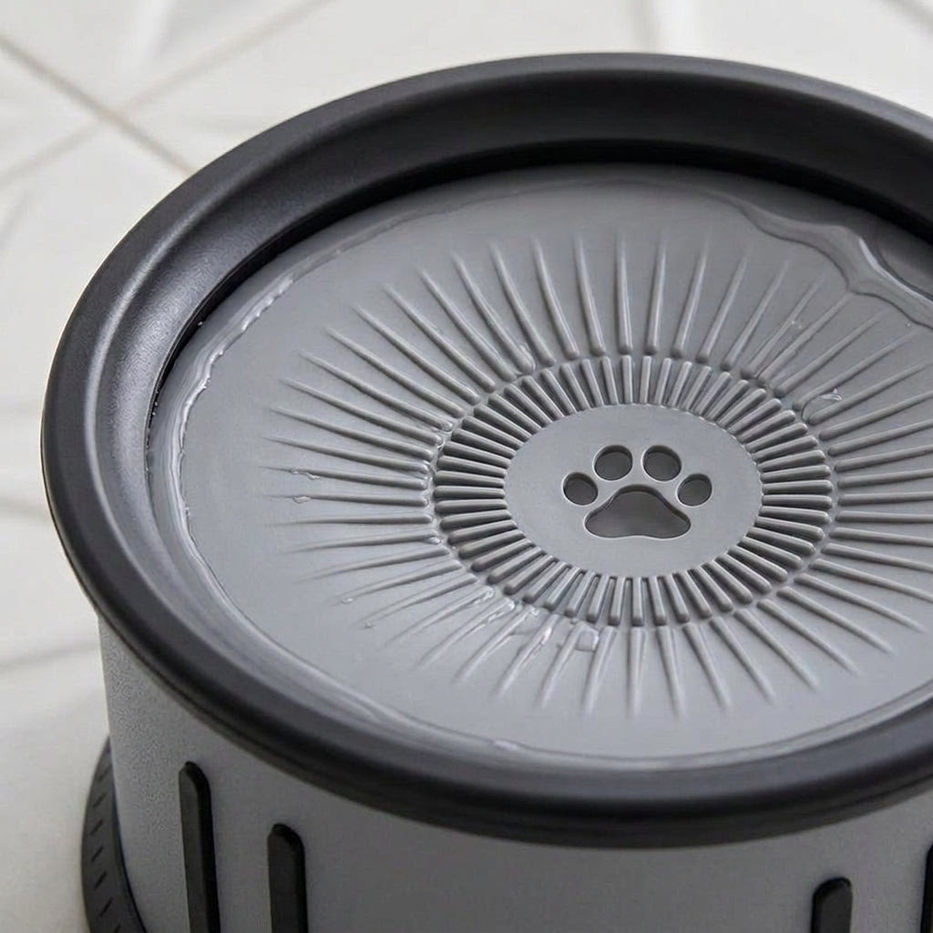 Stainless steel dog bowl, splash proof, floating insert, non slip, Gray, detail