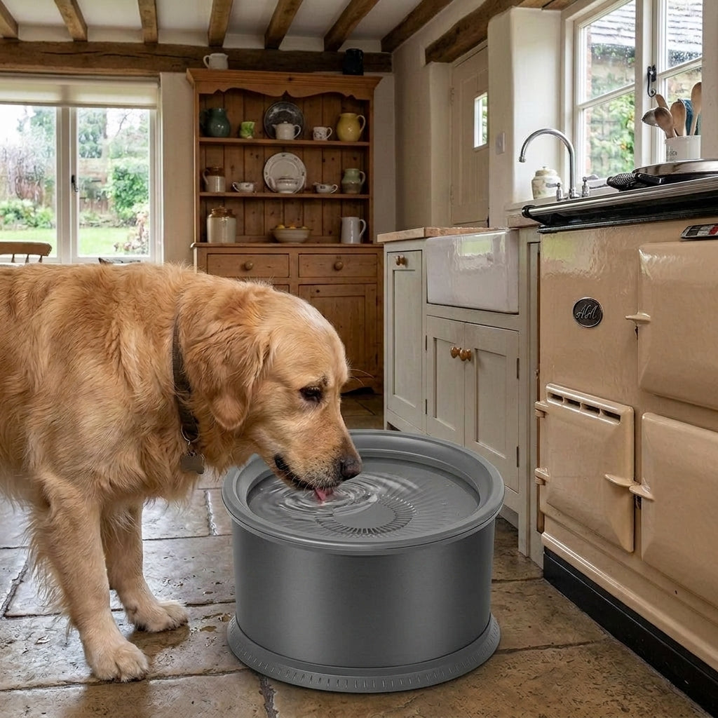 Stainless steel dog bowl, splash proof, floating insert, non slip, Gray