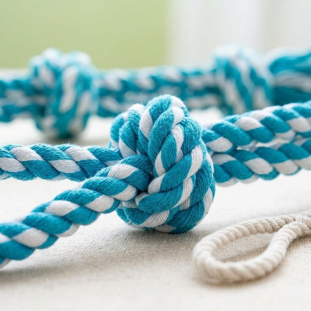 Rope dog toy, dense knotted chew toy for tug and play, Colorful 1, detail