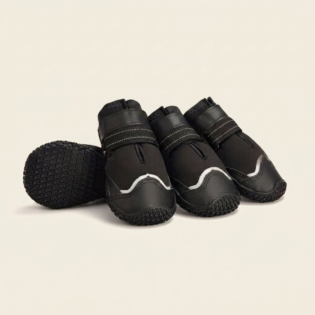 Dog boots, waterproof non-slip paw protection for winter walks, Black, studio