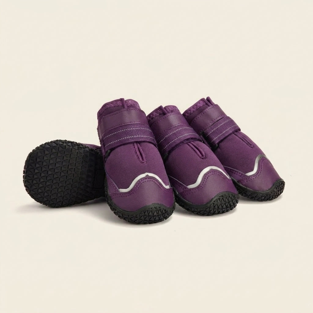 Dog boots, waterproof non-slip paw protection for winter walks, Dark Violet, studio