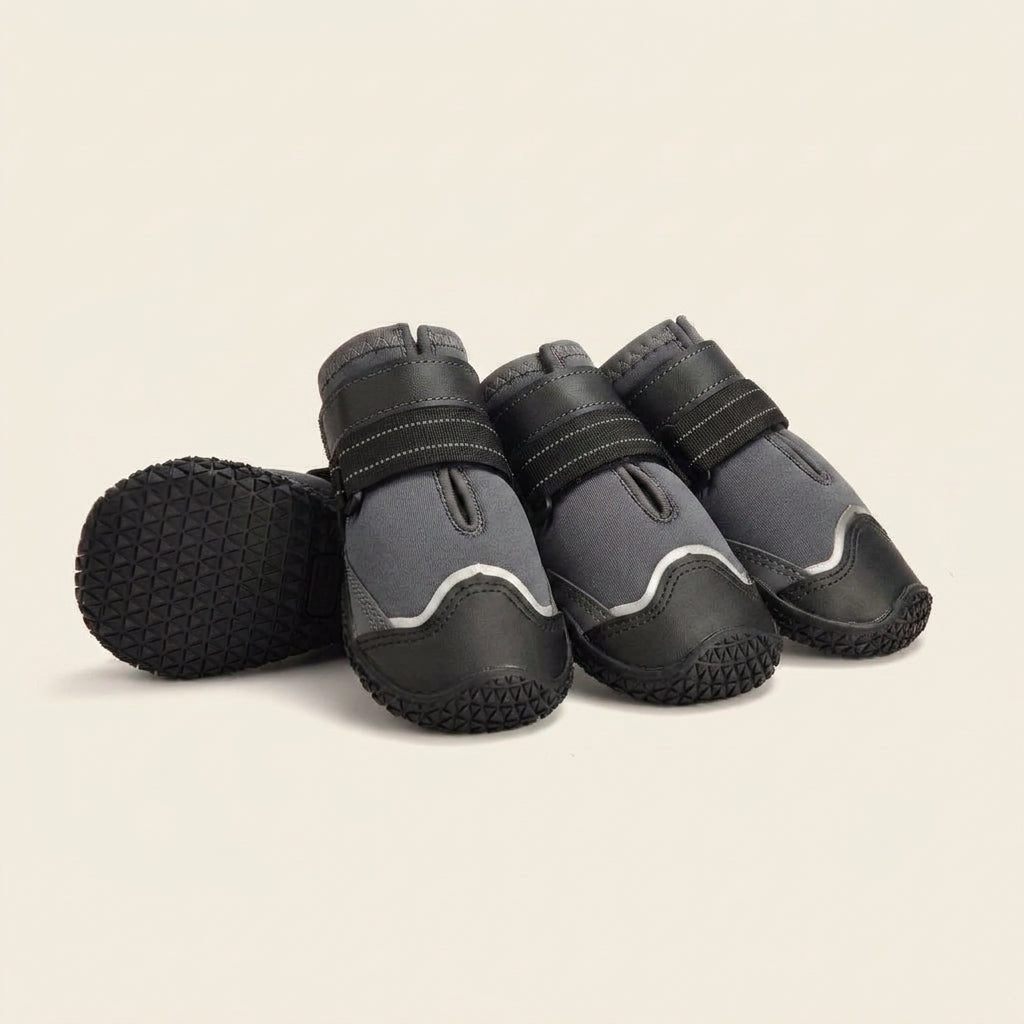 Dog boots, waterproof non-slip paw protection for winter walks, Gray, studio