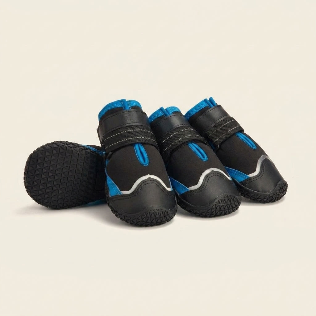 Dog boots, waterproof non-slip paw protection for winter walks, Treasure Blue, studio