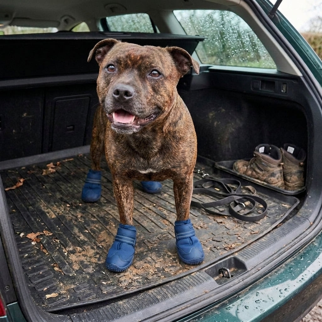 Dog boots, waterproof non-slip paw protection for winter walks, Treasure Blue