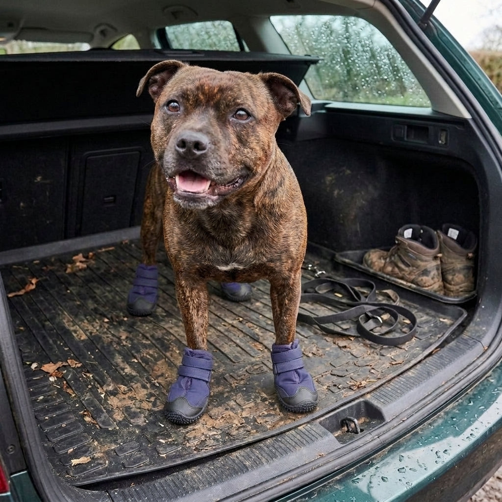 Dog boots, waterproof non-slip paw protection for winter walks, Water Violet